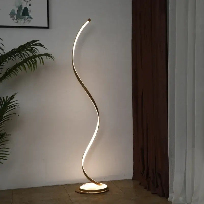 Minimalist gold standing lamp living room warm led light strip