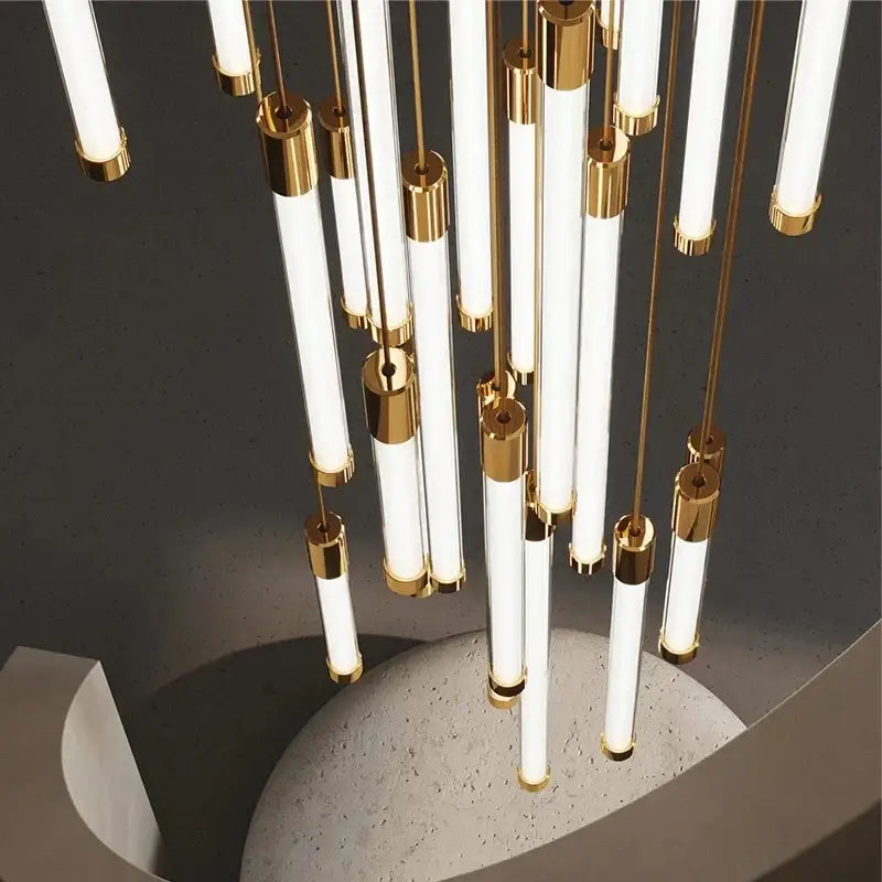 Minimalist gold & white elegant led chandelier for living room