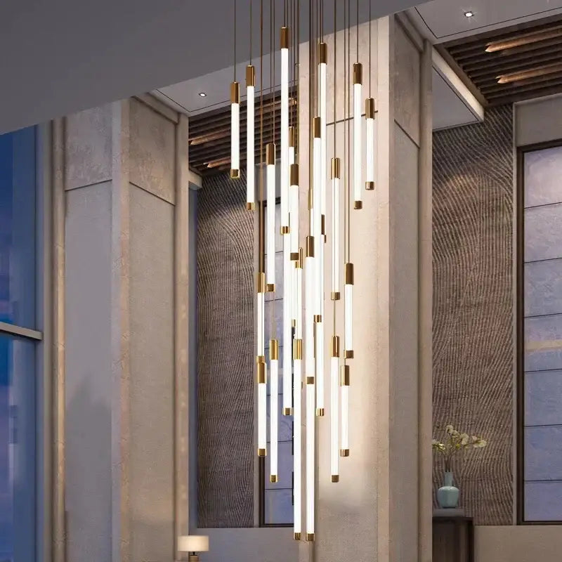 Minimalist gold & white elegant led chandelier for living room