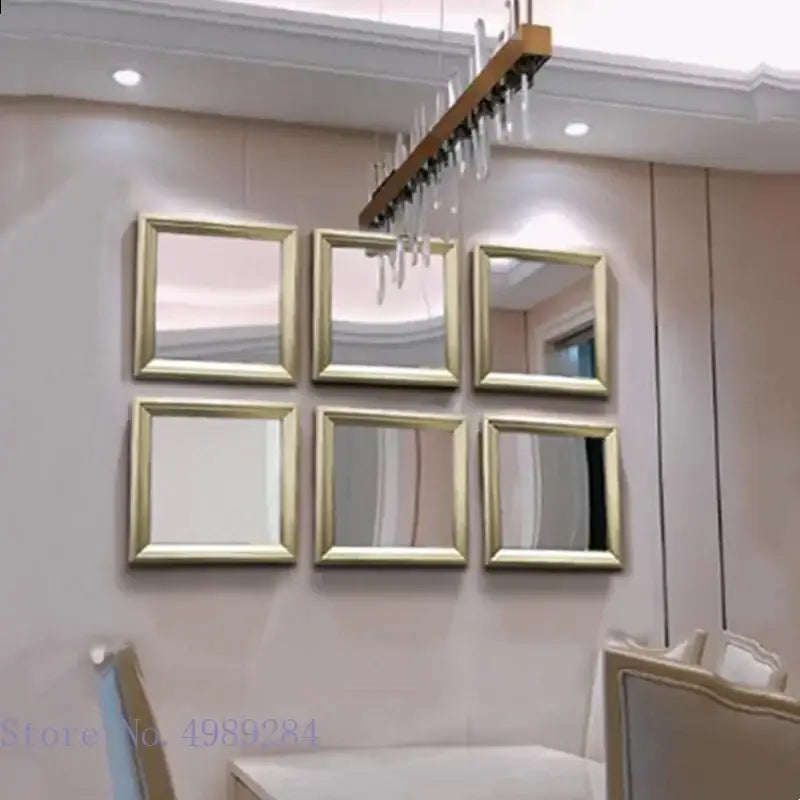 Minimalist golden border square mirror wall decor for living room