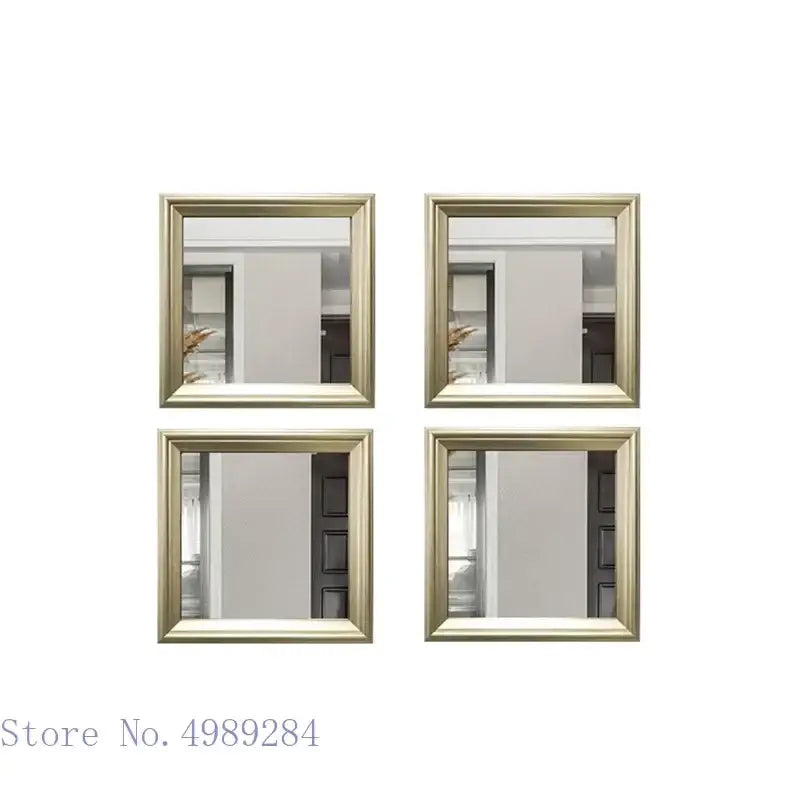 Minimalist golden border square mirror wall decor for living room