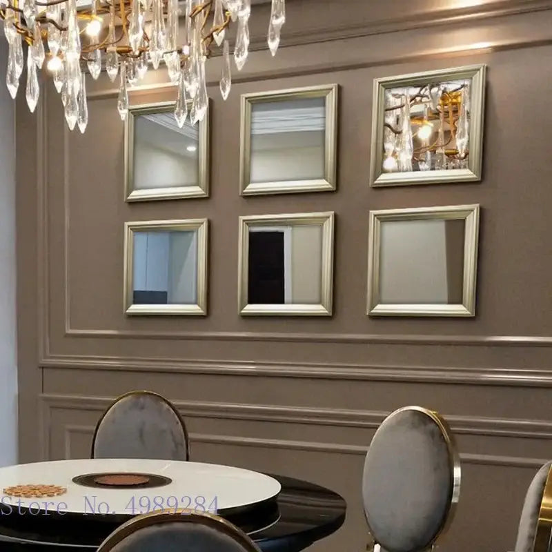 Minimalist golden border square mirror wall decor for living room