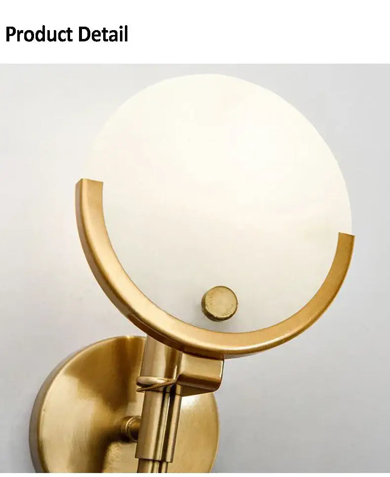 Minimalist golden marble wall lamp for bedroom and living room