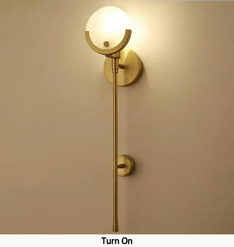 Minimalist golden marble wall lamp for bedroom and living room