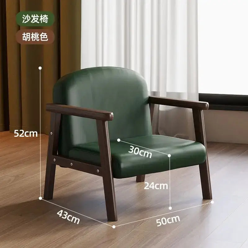 Minimalist green leather and wooden chair – kids bedroom set