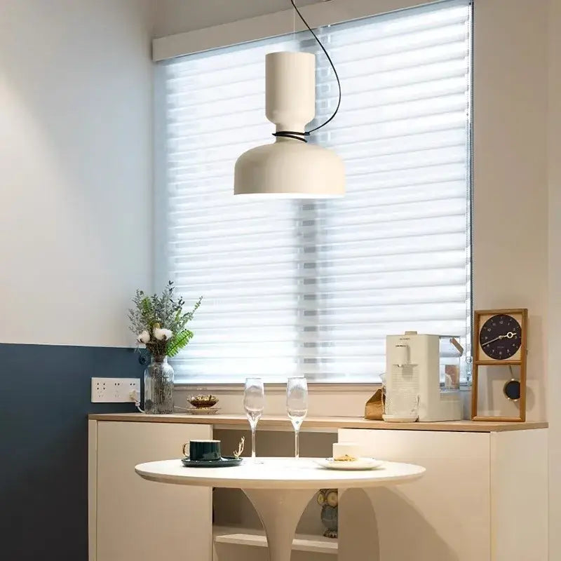 Minimalist matte black & off-white pendant light dining room forged iron
