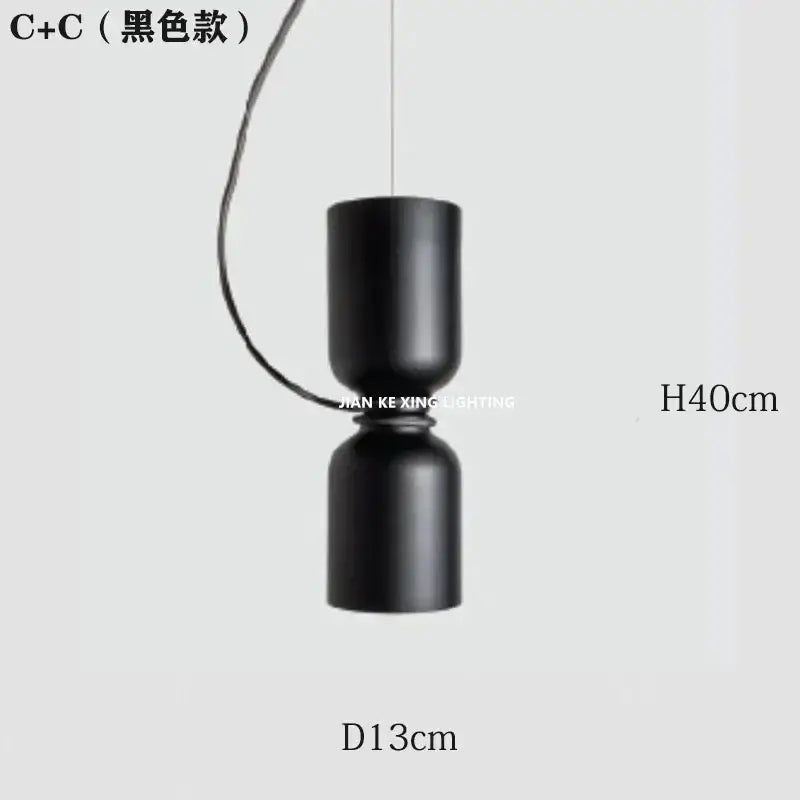 Minimalist matte black & off-white pendant light dining room forged iron