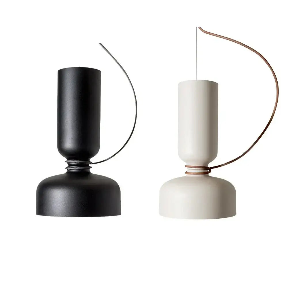 Minimalist matte black & off-white pendant light dining room forged iron