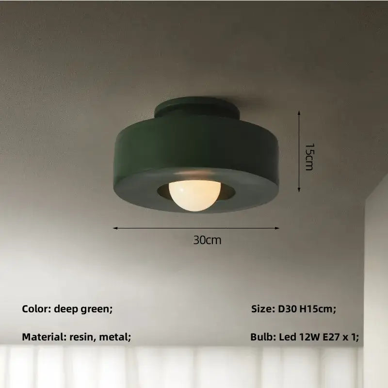 Minimalist matte black round ceiling light bedroom fixture