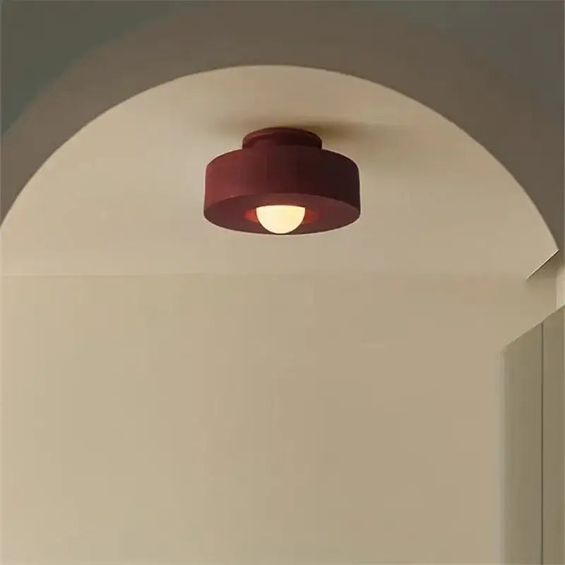 Minimalist matte black round ceiling light bedroom fixture