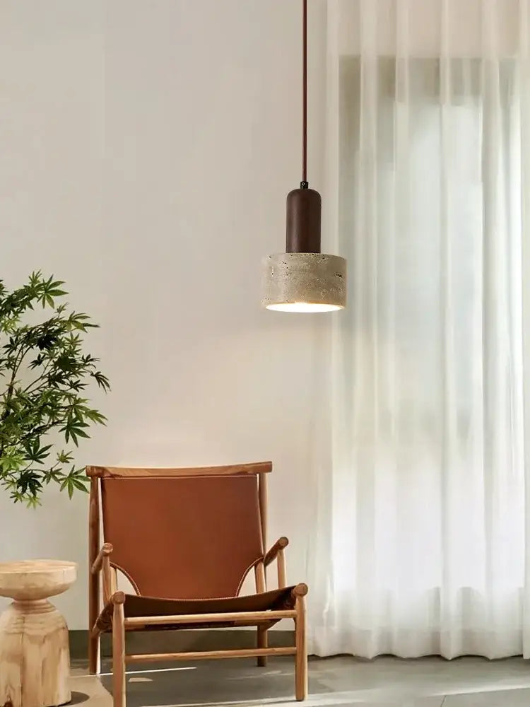 Minimalist matte brown and concrete pendant lamp dining room cream wind led