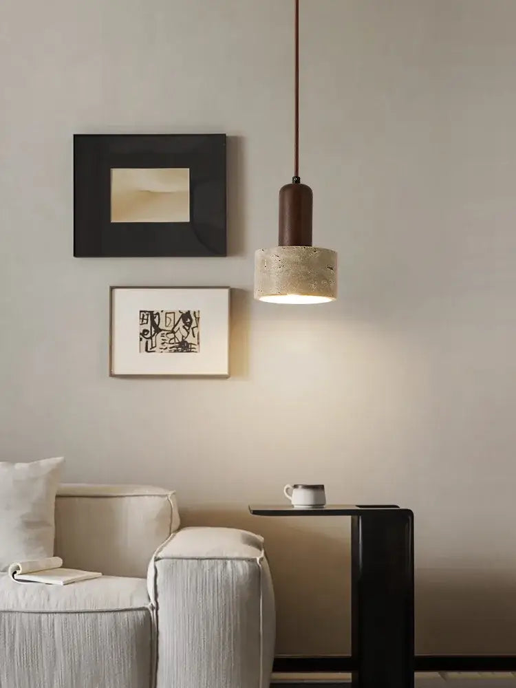Minimalist matte brown and concrete pendant lamp dining room cream wind led