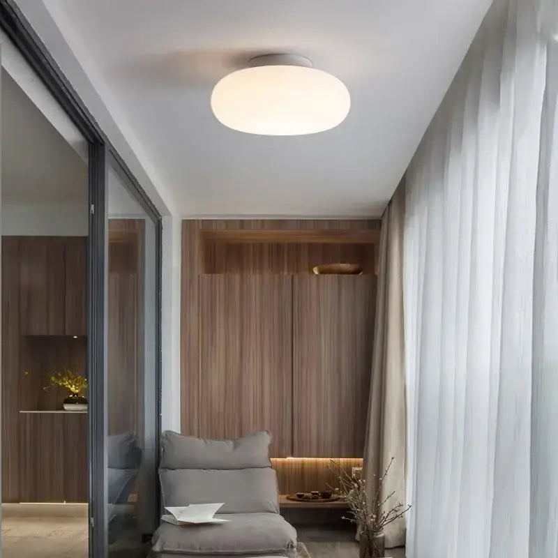 Minimalist oval white frosted glass big ball pendant lamp living room