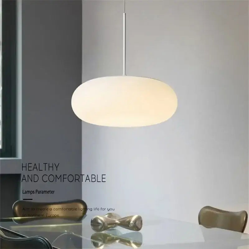 Minimalist oval white frosted glass big ball pendant lamp living room