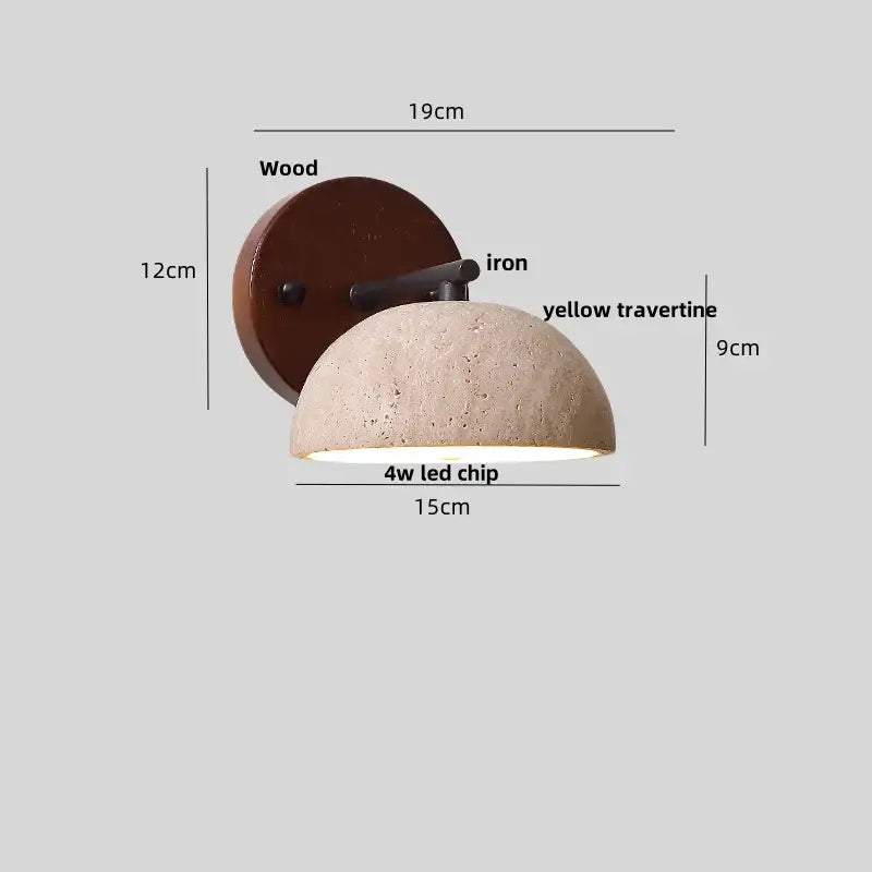 Minimalist pink concrete wall sconce bedroom light with wood backplate