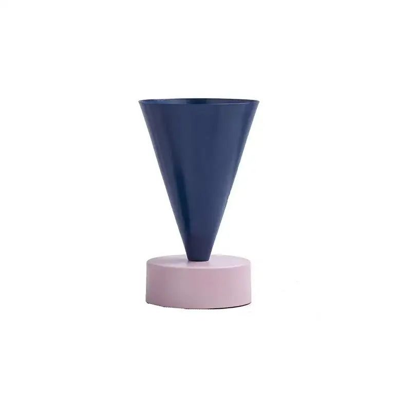 Minimalist pink & navy blue geometric triangle vase living room decor