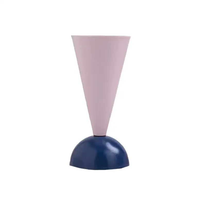 Minimalist pink & navy blue geometric triangle vase living room decor
