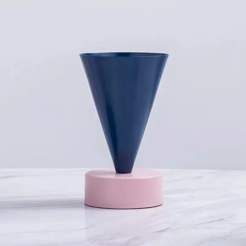 Minimalist pink & navy blue geometric triangle vase living room decor