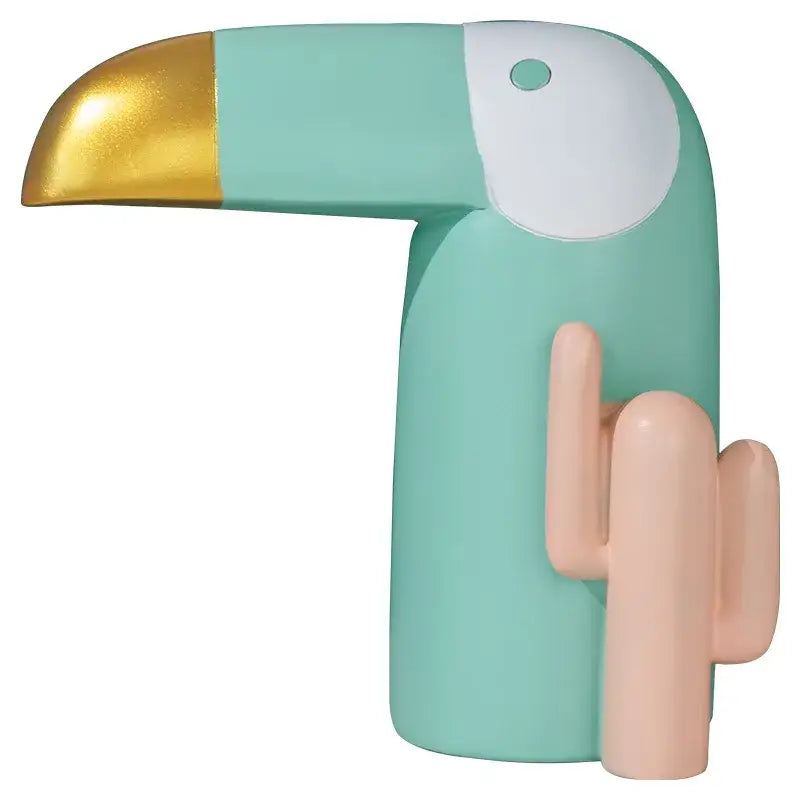 Minimalist turquoise & gold decorbites bird figurine office phone holder