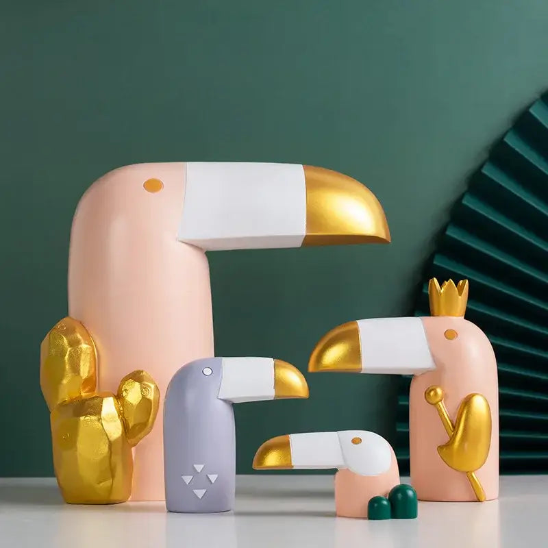 Minimalist turquoise & gold decorbites bird figurine office phone holder