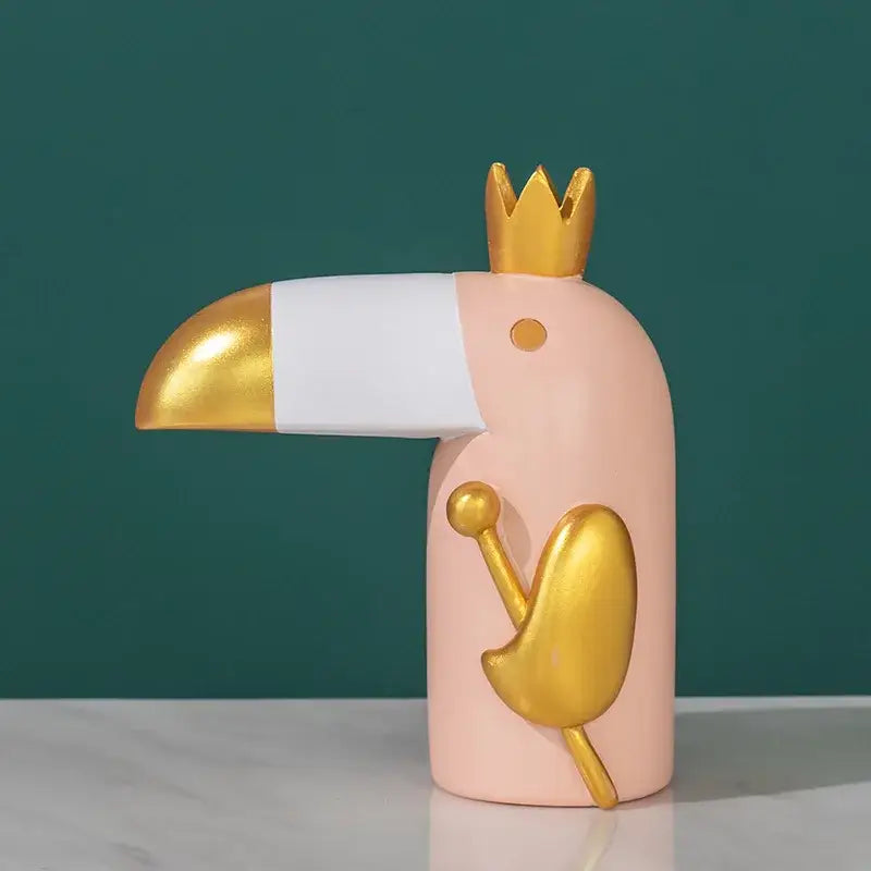 Minimalist turquoise & gold decorbites bird figurine office phone holder