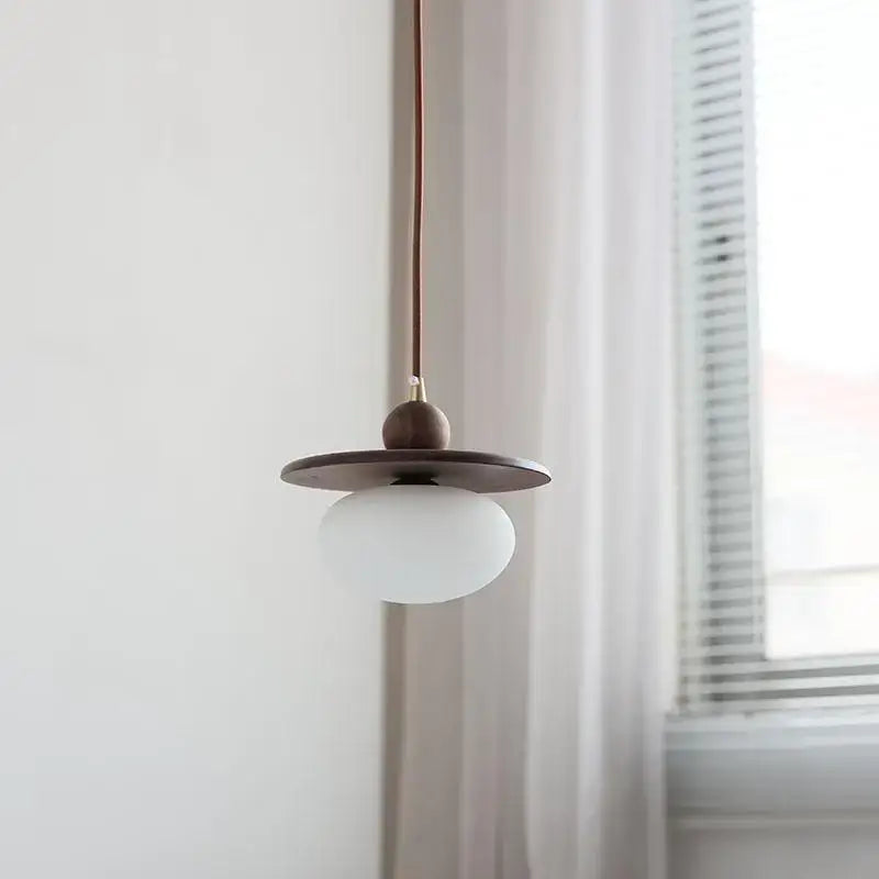 Minimalist walnut & brass glass led pendant lamp dining room