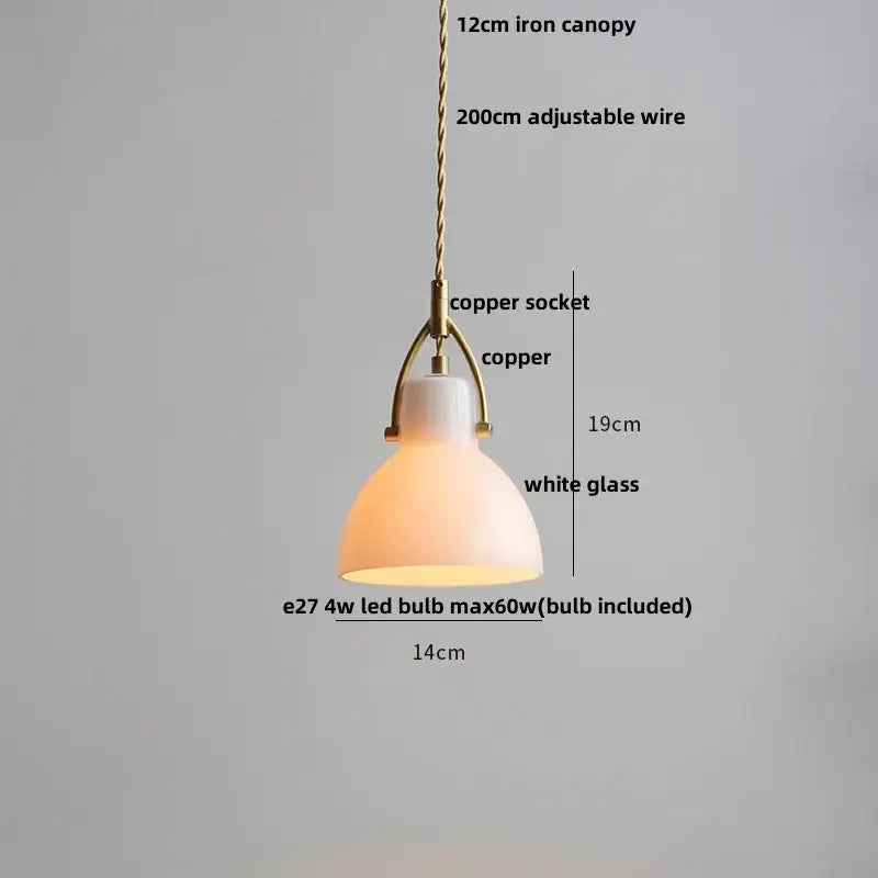 Minimalist white ceramic led pendant lamp dining room warm glow