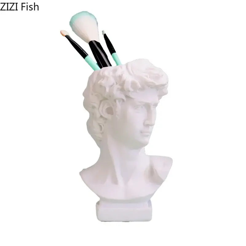 Minimalist white david portrait resin sculpture living room decor