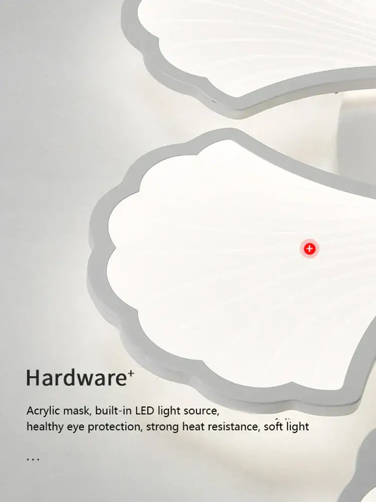 Minimalist white ginkgo biloba ceiling lamp bedroom cloud light