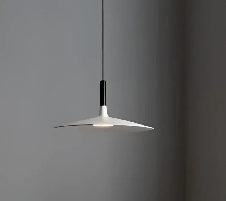 Minimalist white glass pendant light for dining room