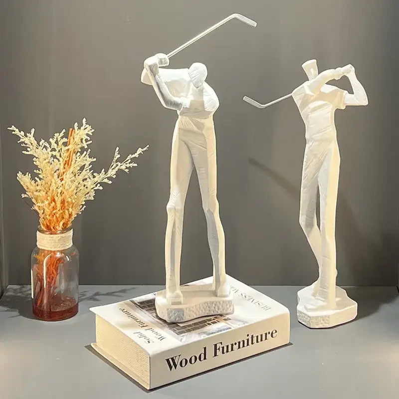 Minimalist white golf sculpture resin figurines living room decor