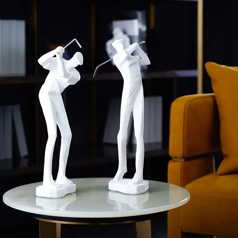 Minimalist white golf sculpture resin figurines living room decor