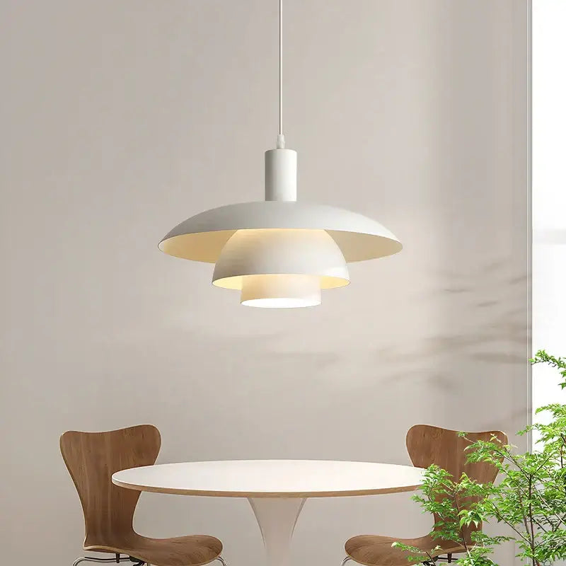 Minimalist white petal pendant light dining room decorbites cream style