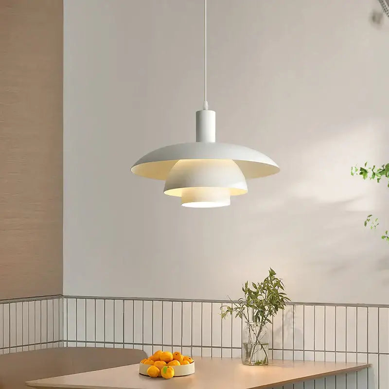 Minimalist white petal pendant light dining room decorbites cream style