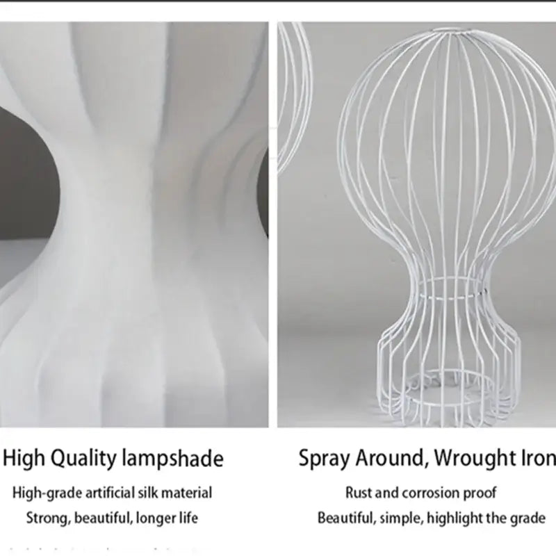 Minimalist white ribbed cocoon silk table lamp for bedroom