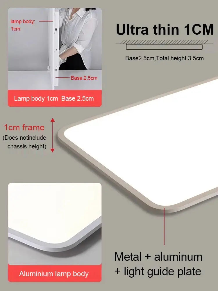 Minimalist white ultra thin led ceiling light for living room