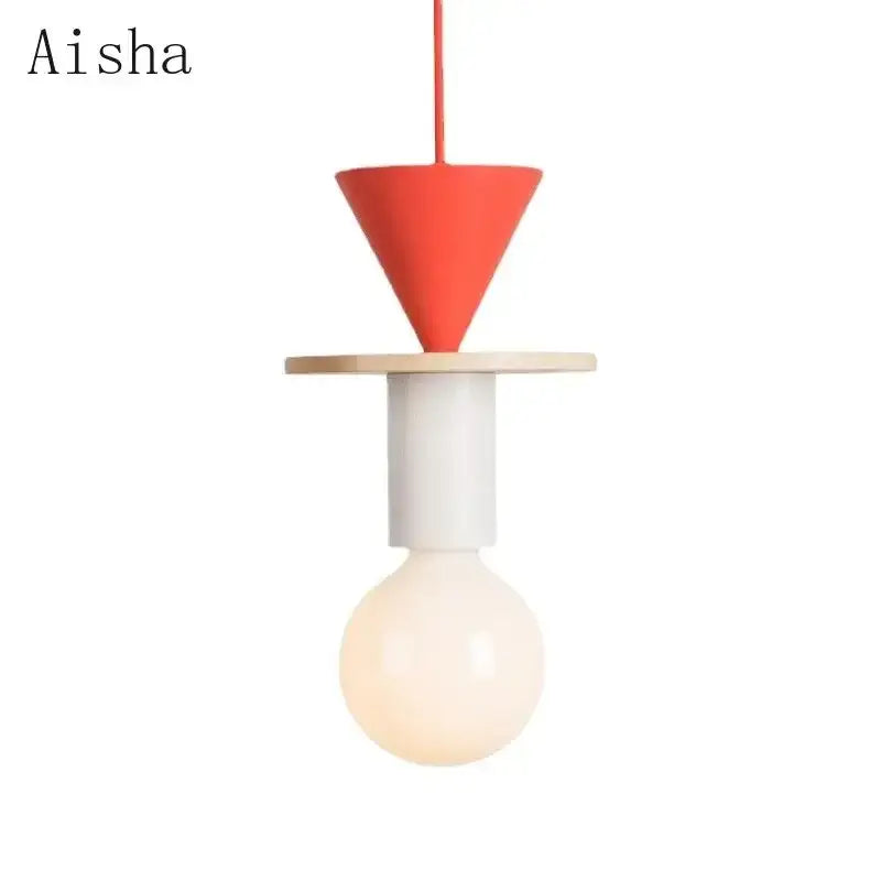 Minimalist wood and ceramic geometric bedroom pendant light