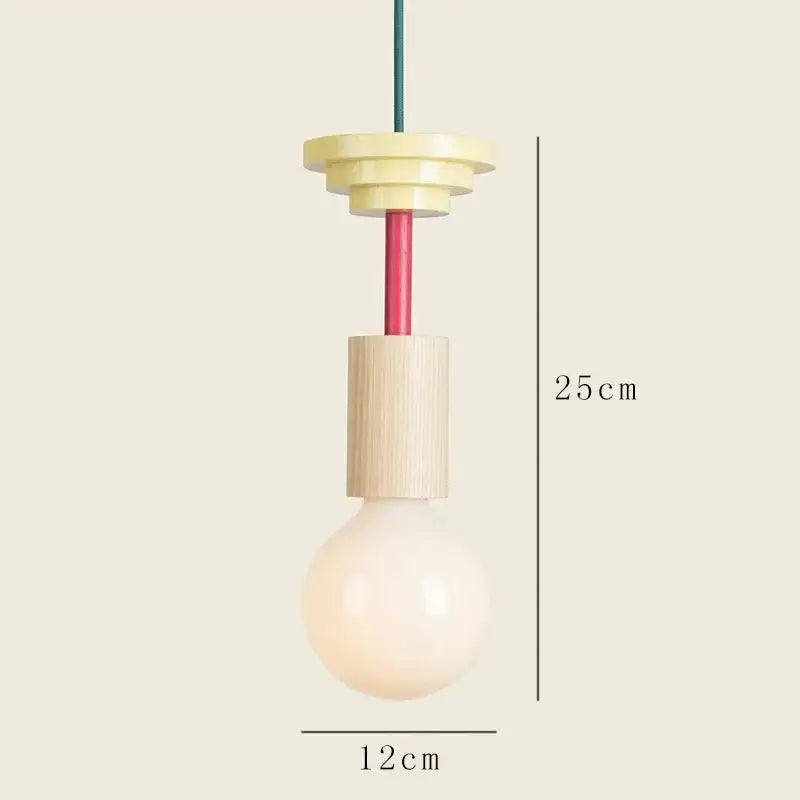 Minimalist wood and ceramic geometric bedroom pendant light