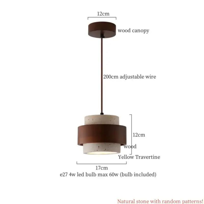 Minimalist wood and cuboid stone led pendant light dining room