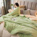 Mint & cream flannel duvet cover bedroom fleece blanket