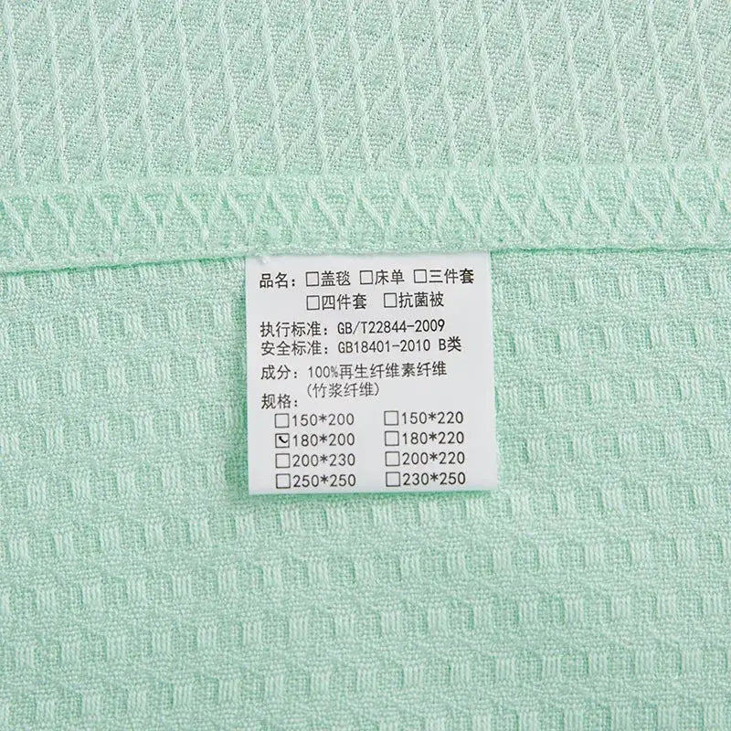 Mint green bamboo fiber cooling summer blanket bedroom diamond quilt