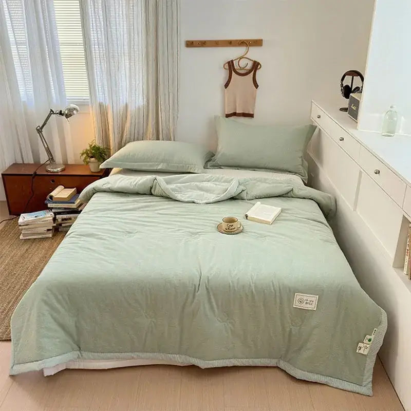 Mint green cotton summer cooling blanket bedroom quilted comforter