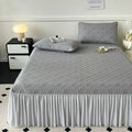 Mint green floral quilted bed skirt set bedroom mattress mat