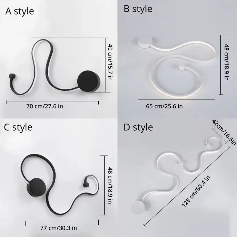 Modern abstract black iron body wall lamp for bedroom living room