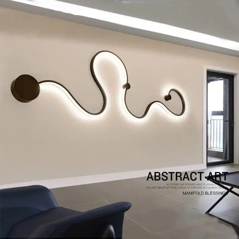 Modern abstract black iron body wall lamp for bedroom living room