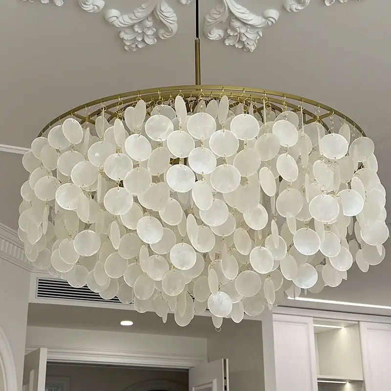 Modern aeolian bells shell chandelier living room pendant light