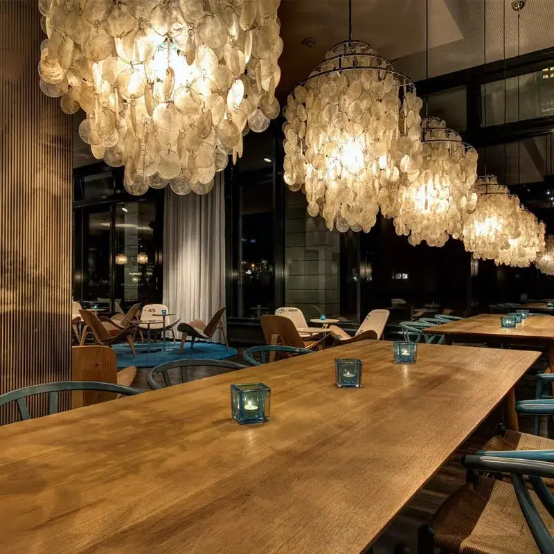 Modern aeolian bells shell chandelier living room pendant light