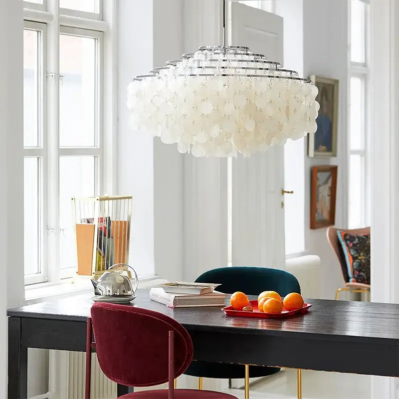 Modern aeolian bells shell chandelier living room pendant light