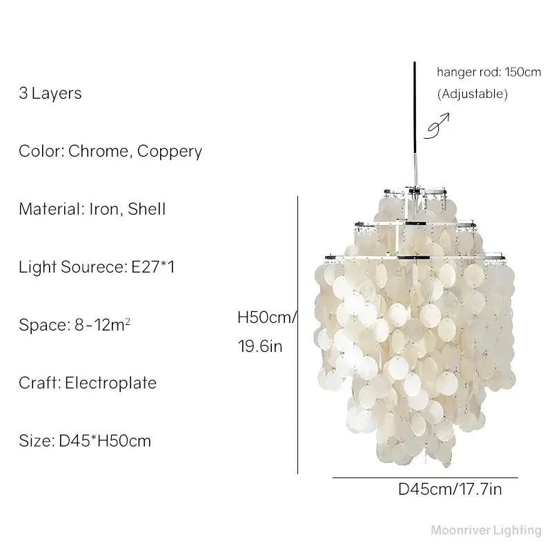 Modern aeolian bells shell chandelier living room pendant light