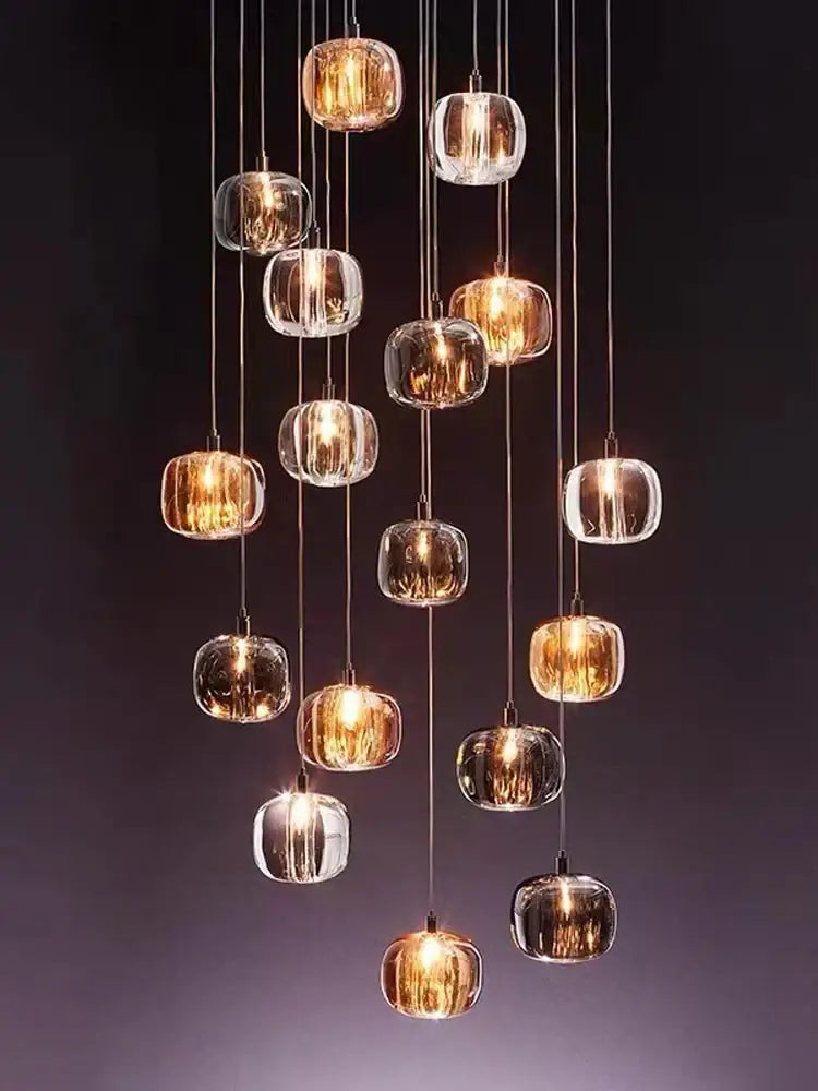 Modern amber and gold crystal led ceiling chandelier living room